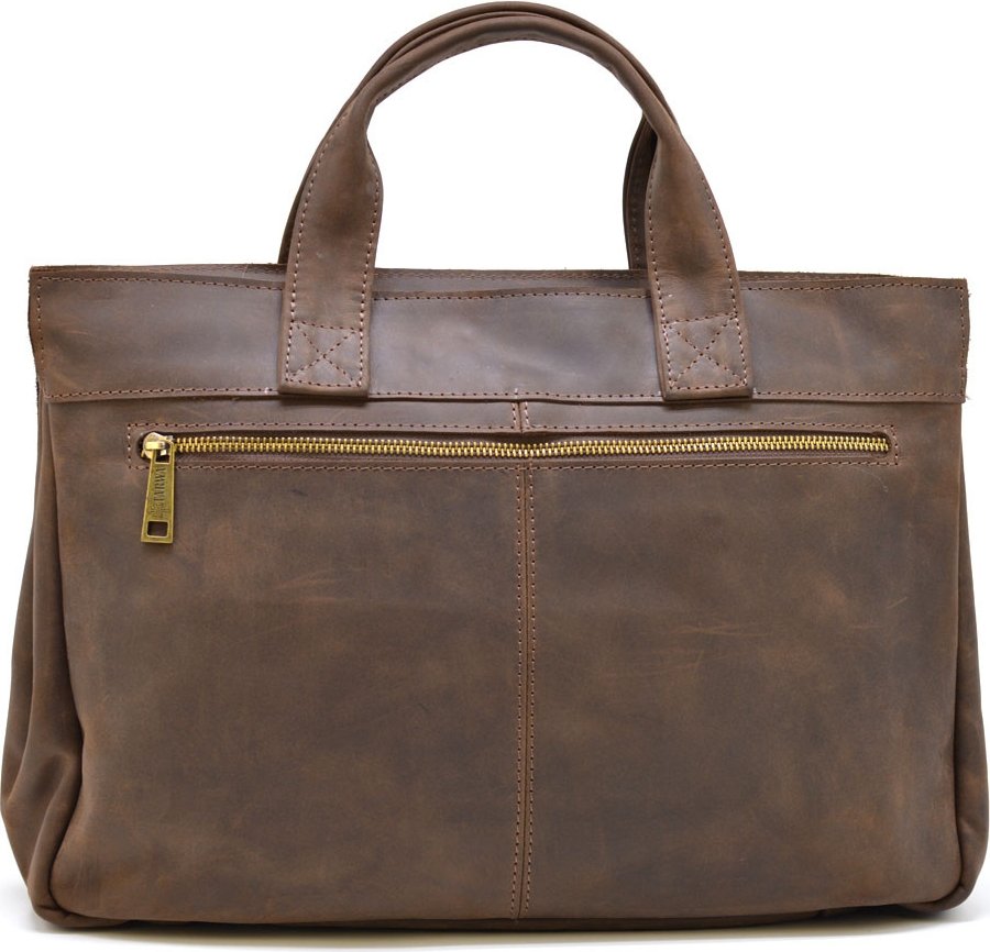 Мужская сумка-портфель для ноутбука из натуральной коричневой кожи крейзи хорс TARWA (21742)