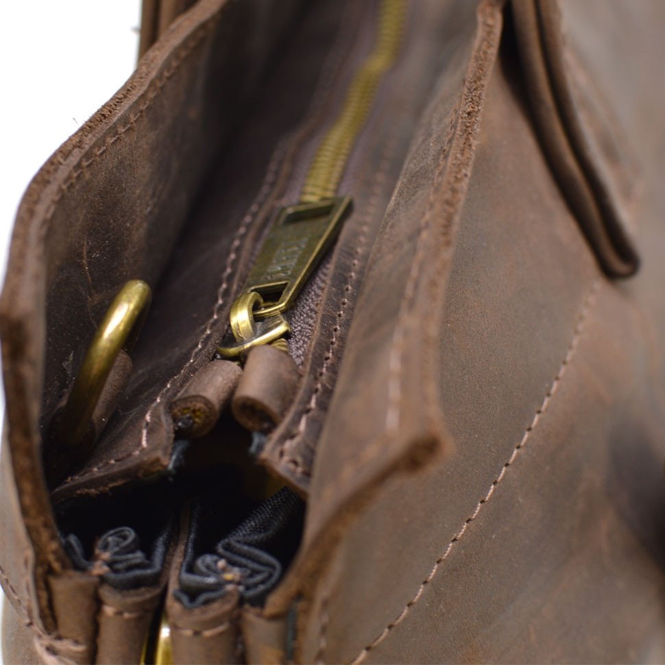 Чоловіча сумка портфель для ноутбука з натуральної коричневої шкіри крейзі хорс TARWA (21742)