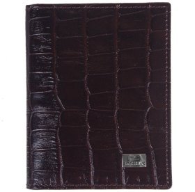 Кожаная кредитница с тиснением под крокодила DESISAN 81075 коричневого цвета