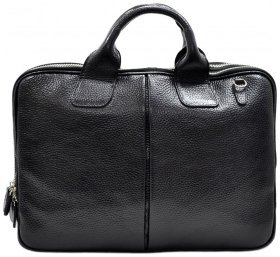 Ділова шкіряна сумка для документів та ноутбука Desisan 81375 чорного кольору