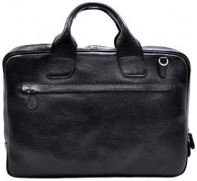 Ділова шкіряна сумка для документів та ноутбука Desisan 81375 чорного кольору