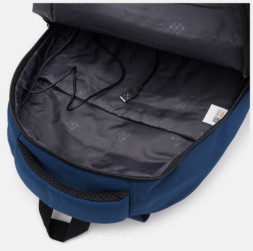 Якісний чоловічий рюкзак із поліестеру синього кольору Aoking 71575