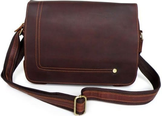 Кожаная сумка-мессенджер коричневого цвета с клапаном VINTAGE STYLE (14079)