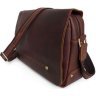 Кожаная сумка-мессенджер коричневого цвета с клапаном VINTAGE STYLE (14079) - 4