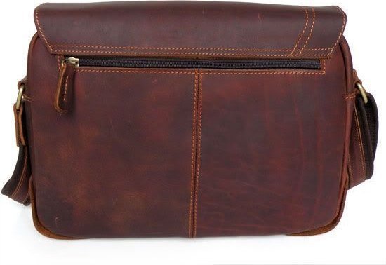 Шкіряна сумка-месенджер коричневого кольору з клапаном VINTAGE STYLE (14079)
