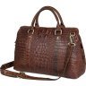 Элегантная деловая сумка коричневого цвета с тиснением под крокодила VINTAGE STYLE (14557) - 1