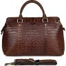 Элегантная деловая сумка коричневого цвета с тиснением под крокодила VINTAGE STYLE (14557) - 2