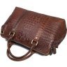 Элегантная деловая сумка коричневого цвета с тиснением под крокодила VINTAGE STYLE (14557) - 5