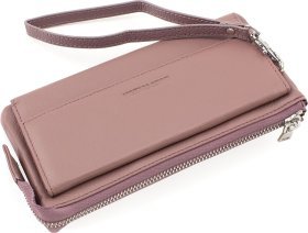 Темно-пудровий жіночий гаманець-клатч із натуральної шкіри на змійці Marco Coverna (17083)