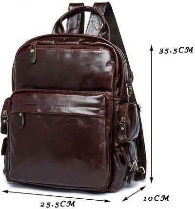 Шкіряна сумка - рюкзак трансформер з кишенями VINTAGE STYLE (14889)