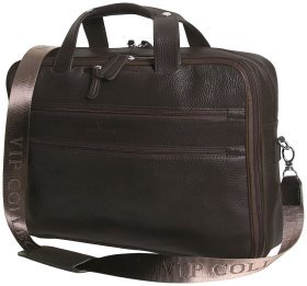 Удобная сумка для ноутбука с диагональю 15.6″ коричневого цвета из зернистой кожи Vip Collection 102475