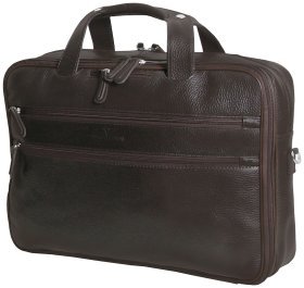 Удобная сумка для ноутбука с диагональю 15.6″ коричневого цвета из зернистой кожи Vip Collection 102475