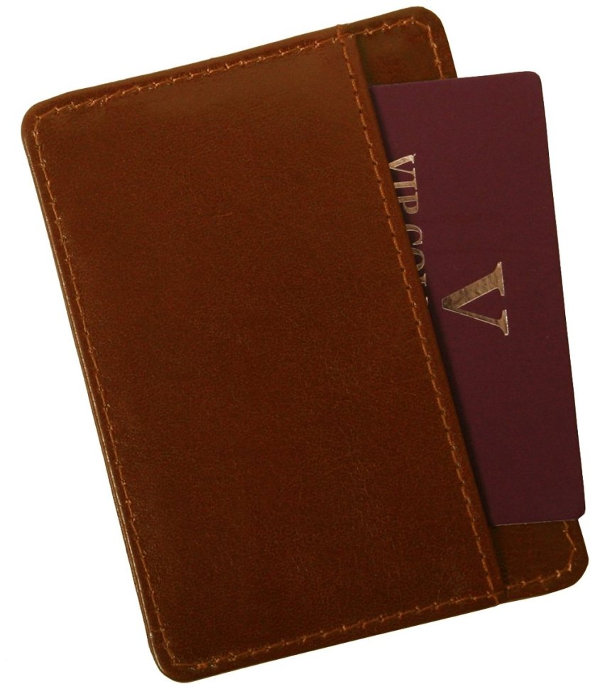Компактний картхолдер Newport з натуральної шкіри Vip Collection 102575 (коньячний колір) modnotak фото №3