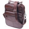 Коричневая мужская сумка-барсетка из натуральной фактурной кожи с ручкой Vintage (2421276) - 1