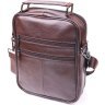 Коричневая мужская сумка-барсетка из натуральной фактурной кожи с ручкой Vintage (2421276) - 2