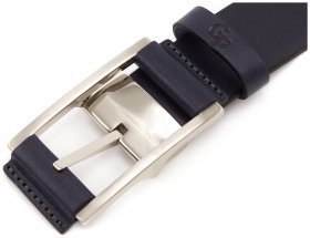 Ремень из кожи синего цвета с качественной пряжкой Grande Pelle (31236)