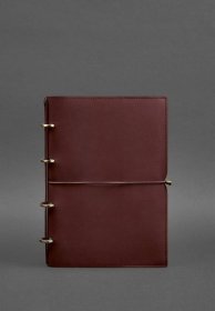 Кожаный блокнот А4 на кольцах (софт-бук) в мягкой обложке бордового цвета BlankNote (42675)