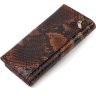 Лакированный женский кошелек коричневого цвета из натуральной кожи с тиснением под змею CANPELLINI (2421711) - 2