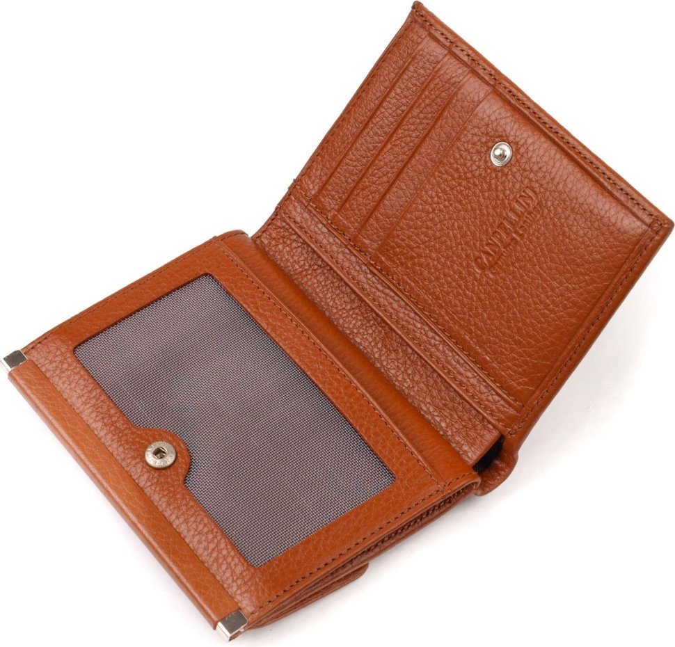 Коричневий жіночий гаманець середнього розміру із натуральної шкіри з монетницею CANPELLINI (2421811)