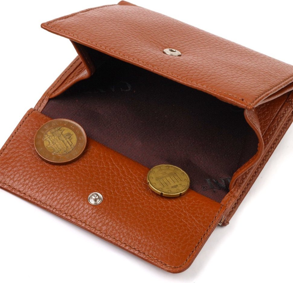 Коричневый женский кошелек среднего размера из натуральной кожи с монетницей CANPELLINI (2421811)