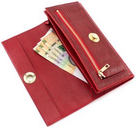 Красный кошелек-клатч крупного размера из натуральной кожи Tony Bellucci (10598)