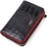 Чорно-червоний жіночий гаманець середнього розміру з натуральної шкіри з тисненням під крокодила CANPELLINI (2421911) - 1