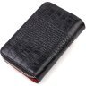 Чорно-червоний жіночий гаманець середнього розміру з натуральної шкіри з тисненням під крокодила CANPELLINI (2421911) - 2