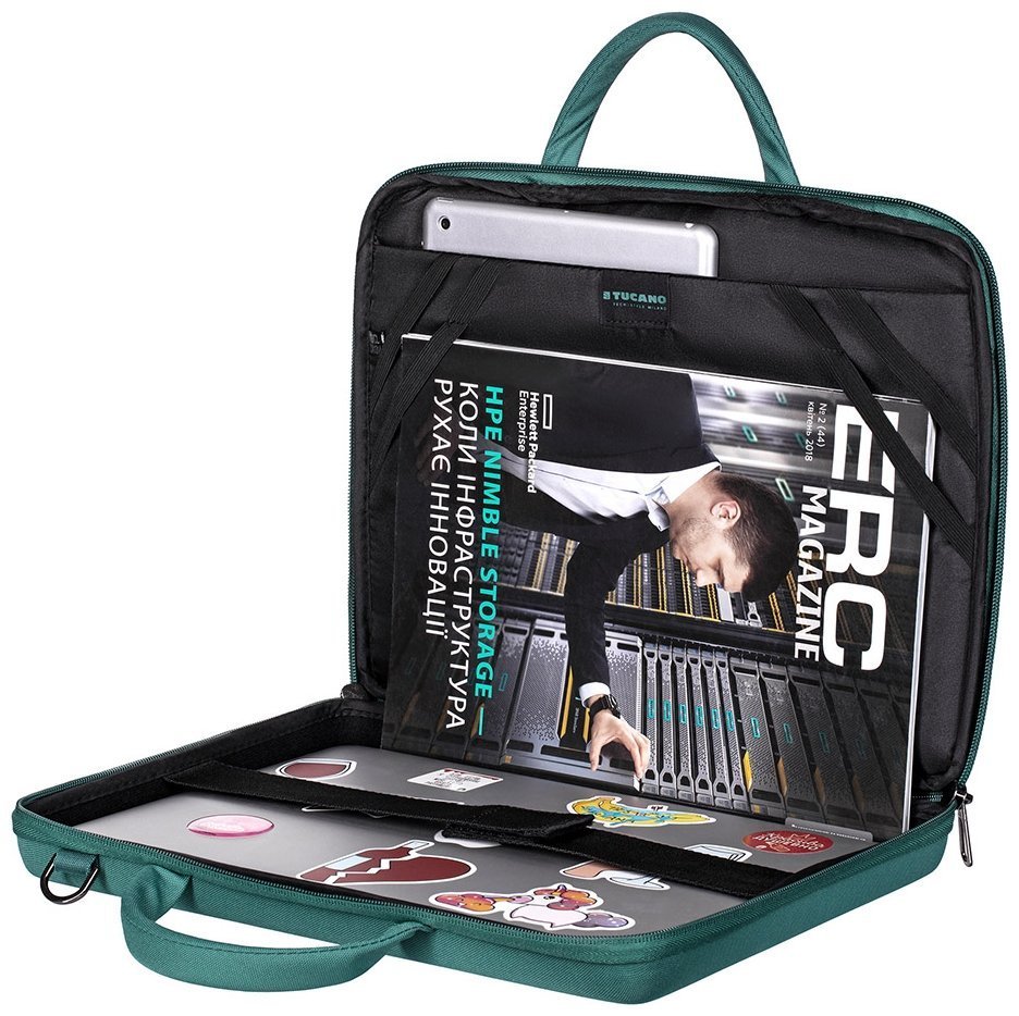 Женская компактная сумка на каждый день из полиэстера для ноутбука до 14" зеленого цвета Tucano Darkolor 103475 modnotak фото №10