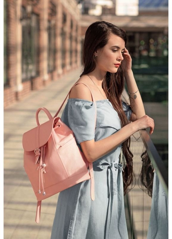 Женский рюкзак розового цвета из фактурной кожи BlankNote Олсен (12834)