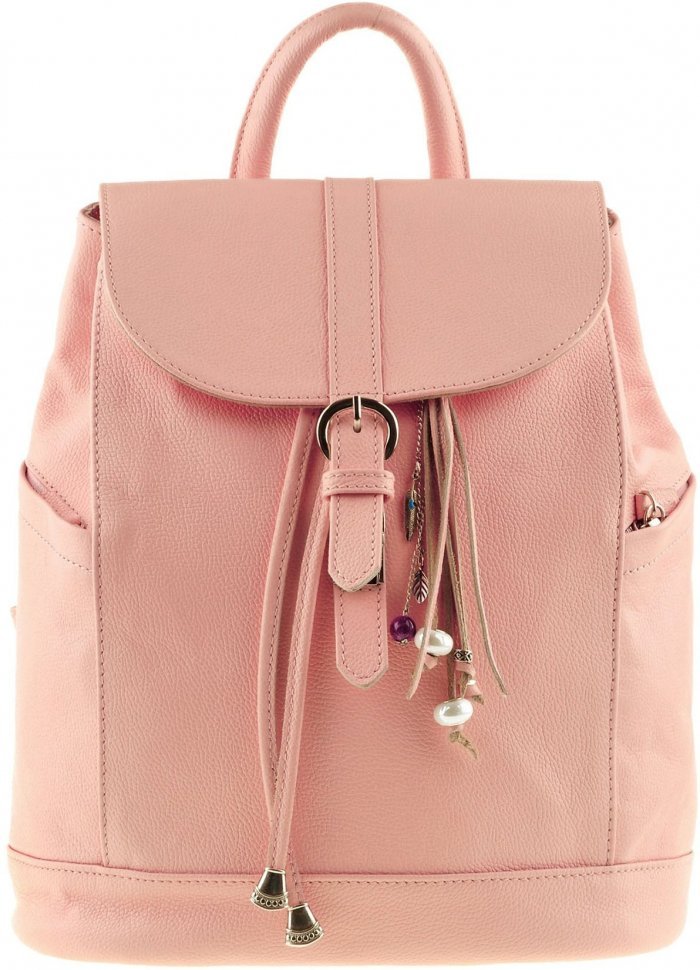 Женский рюкзак розового цвета из фактурной кожи BlankNote Олсен (12834)