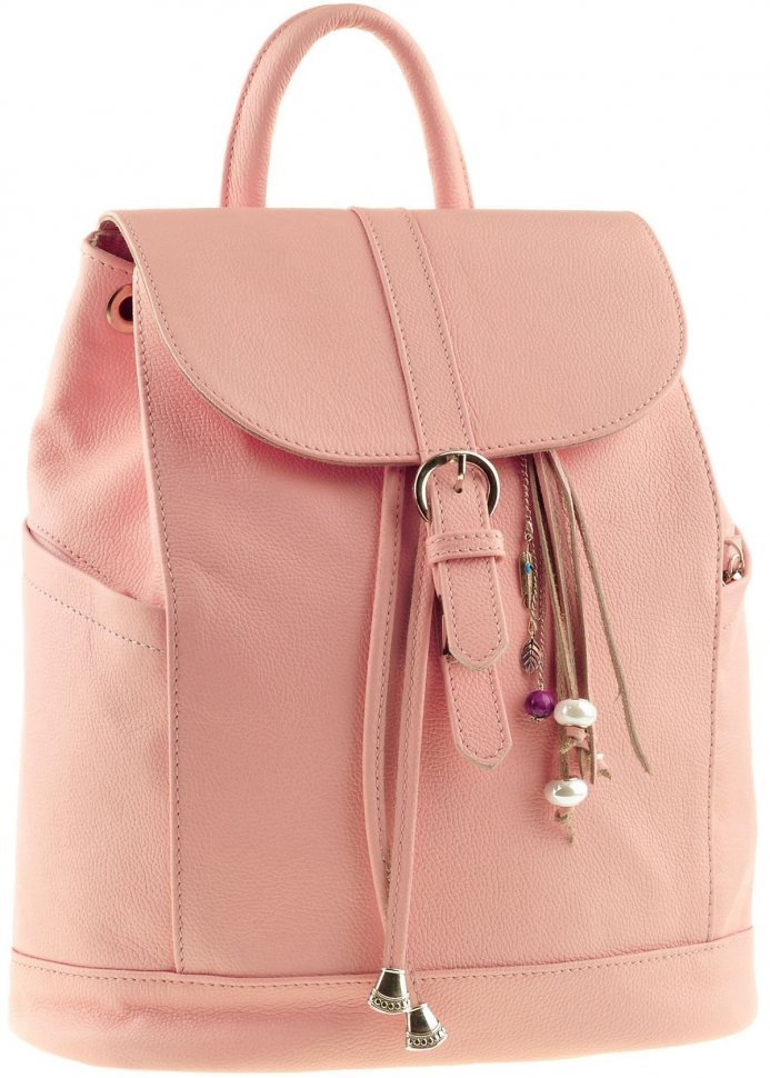 Жіночий рюкзак рожевого кольору з фактурної шкіри BlankNote Олсен (12834)