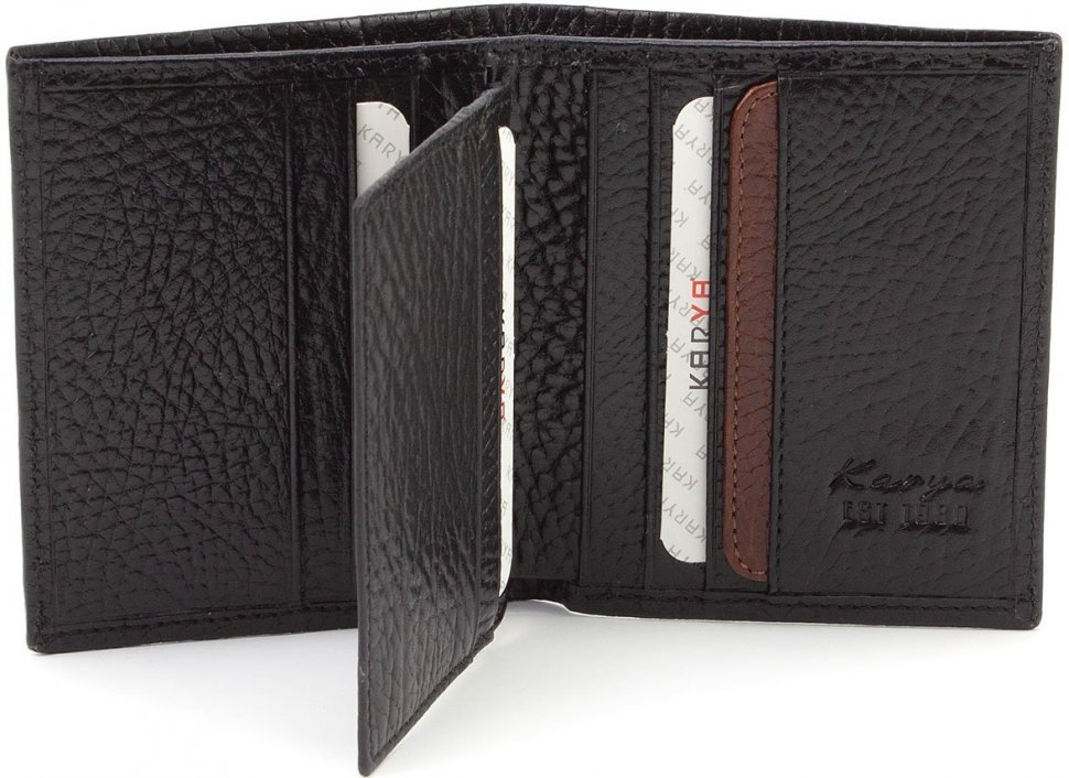 Чоловічий гаманець зі шкіри з великою фактурою без застібки KARYA (19834)