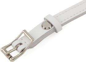 Узкий белый женский ремешок из натуральной кожи с золотистой пряжкой Grande Pelle (15071)