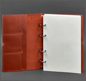 Жіночий шкіряний блокнот на кільцях (софт-бук) в м'якій кораловій обкладинці BlankNote (14175)