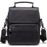 Черная вертикальная мужская сумка-барсетка из натуральной кожи Vintage (20367) - 1