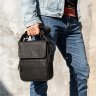 Черная вертикальная мужская сумка-барсетка из натуральной кожи Vintage (20367) - 7