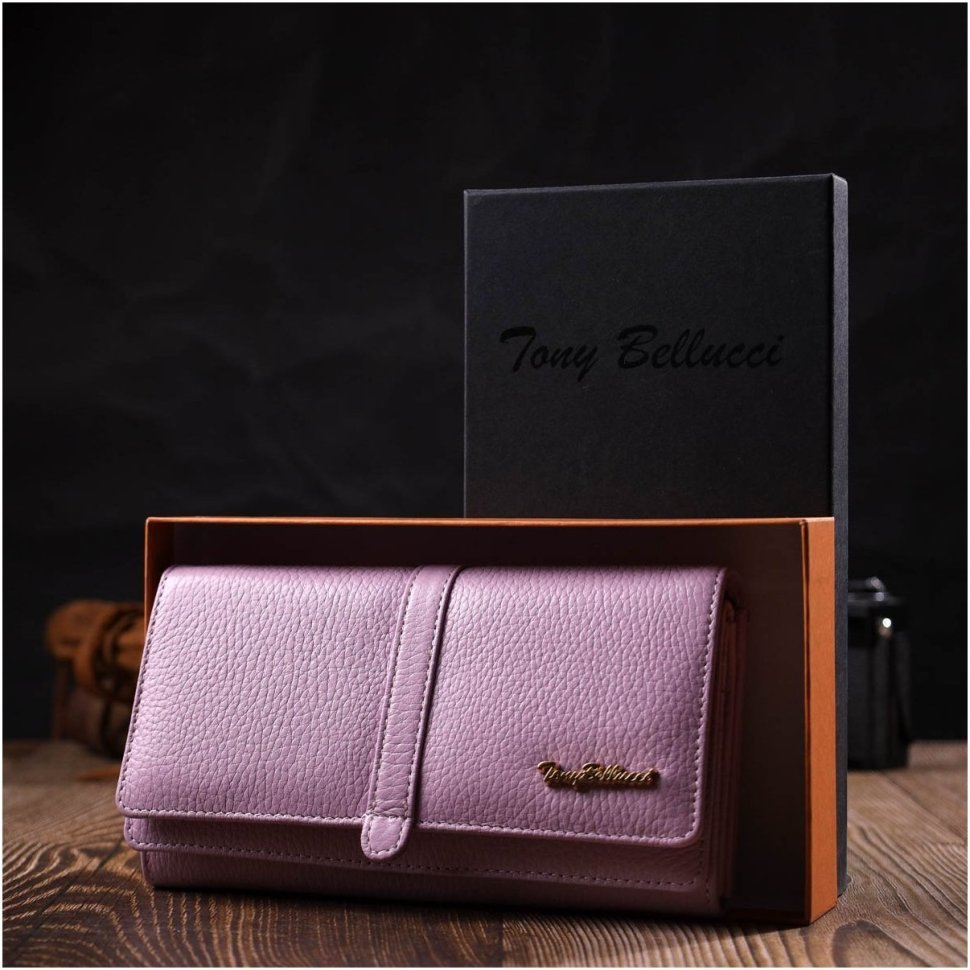 Рожевий жіночий гаманець великого розміру з натуральної шкіри Tony Bellucci (2421958)
