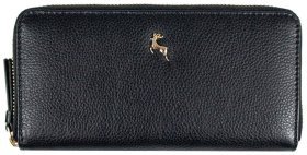 Місткий жіночий гаманець з натуральної фактурної шкіри із RFID-захистом Ashwood J51 94175 чорного кольору