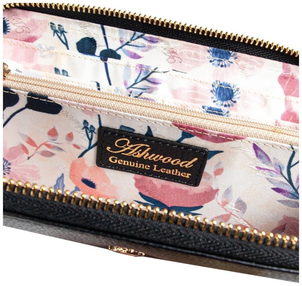 Вместительный женский кошелек из натуральной фактурной кожи с RFID-хащитой Ashwood J51 94175 черного цвета фото №5 Вместительный женский кошелек из натуральной фактурной кожи с RFID-хащитой Ashwood J51 94175 черного цвета modnotak фото №5