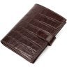 Коричневый мужской бумажник среднего размера из натуральной кожи с тиснением под крокодила BOND (2422058) - 1