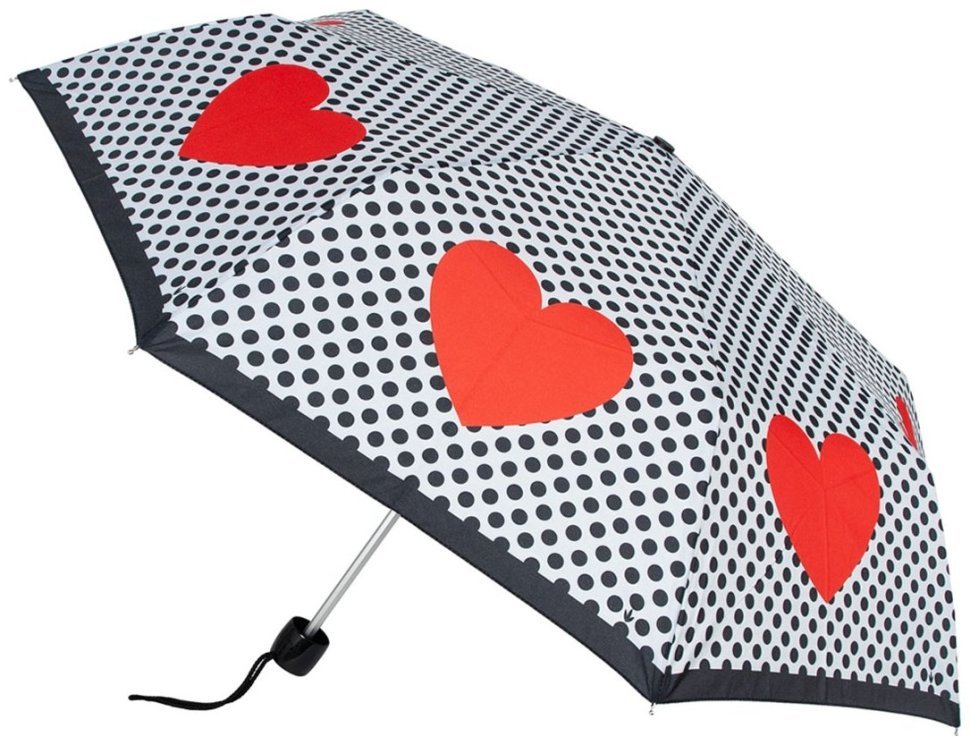 Женский складной зонт Fulton Minilite-2 L354 Love Heart Spot (механика, компактный, мультиколор, Великобритания) 94375 modnotak фото №1