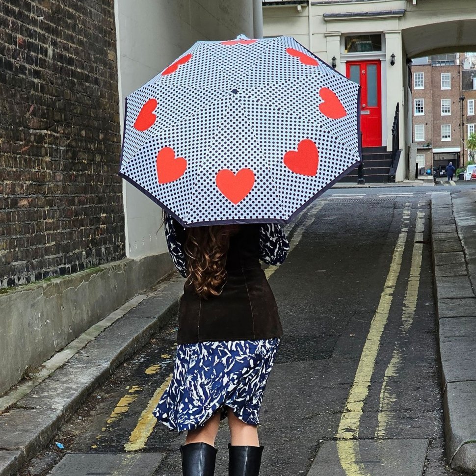 Женский складной зонт Fulton Minilite-2 L354 Love Heart Spot (механика, компактный, мультиколор, Великобритания) 94375 modnotak фото №3