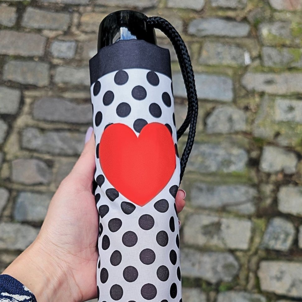 Женский складной зонт Fulton Minilite-2 L354 Love Heart Spot (механика, компактный, мультиколор, Великобритания) 94375 modnotak фото №4