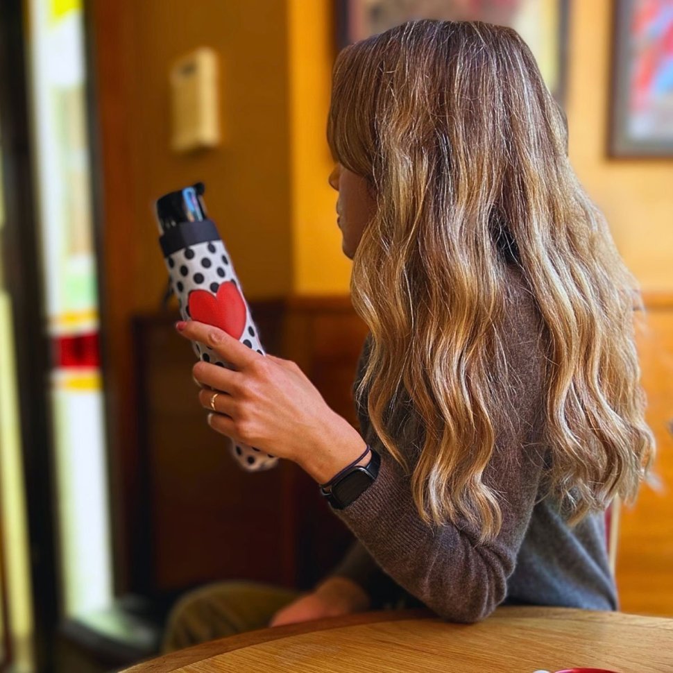 Женский складной зонт Fulton Minilite-2 L354 Love Heart Spot (механика, компактный, мультиколор, Великобритания) 94375 modnotak фото №6