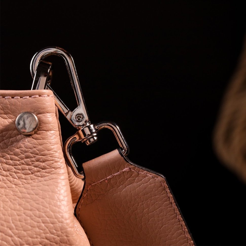 Стильна сумка жіноча з натуральної шкіри пудрового кольору з ручками KARYA (2420861)
