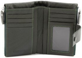 Шкіряний жіночий портмоне зеленого кольору ST Leather 94575