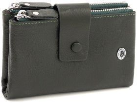 Шкіряний жіночий портмоне зеленого кольору ST Leather 94575