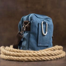 Невелика чоловіча барсетка з текстилю в блакитному кольорі Vintage (20164)