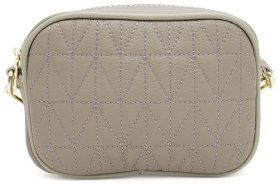 Компактная женская сумка кросс-боди из натуральной фактурной кожи серого цвета Borsa Leather 94675