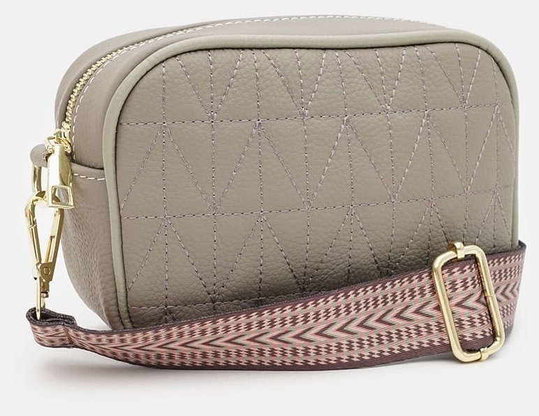 Компактная женская сумка кросс-боди из натуральной фактурной кожи серого цвета Borsa Leather 94675 modnotak фото №2